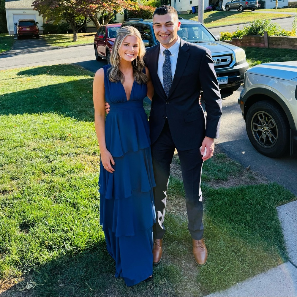 Elegant Blue Tiered Gown